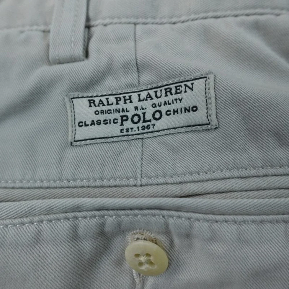 VTG Polo Ralph Lauren Pants Mens 34X30 Beige Chino Trouser‎ Flat Front Preppy
